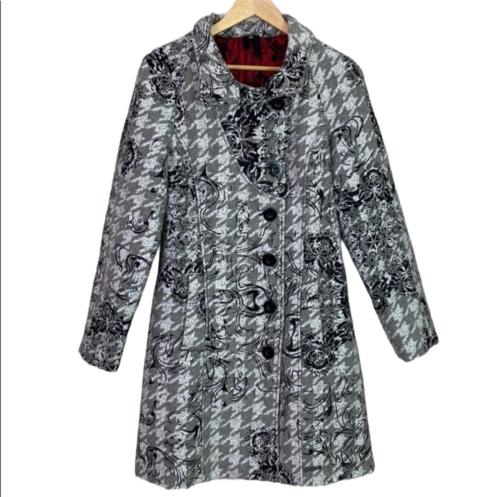 Desigual • Checkered Long Pea Coat Size 34